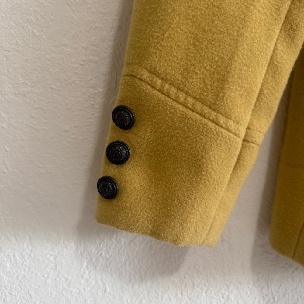 Forever 21‎ Mustard Yellow Double Breasted Wool Blend Peacoat Jacket Womens S - Picture 5 of 13